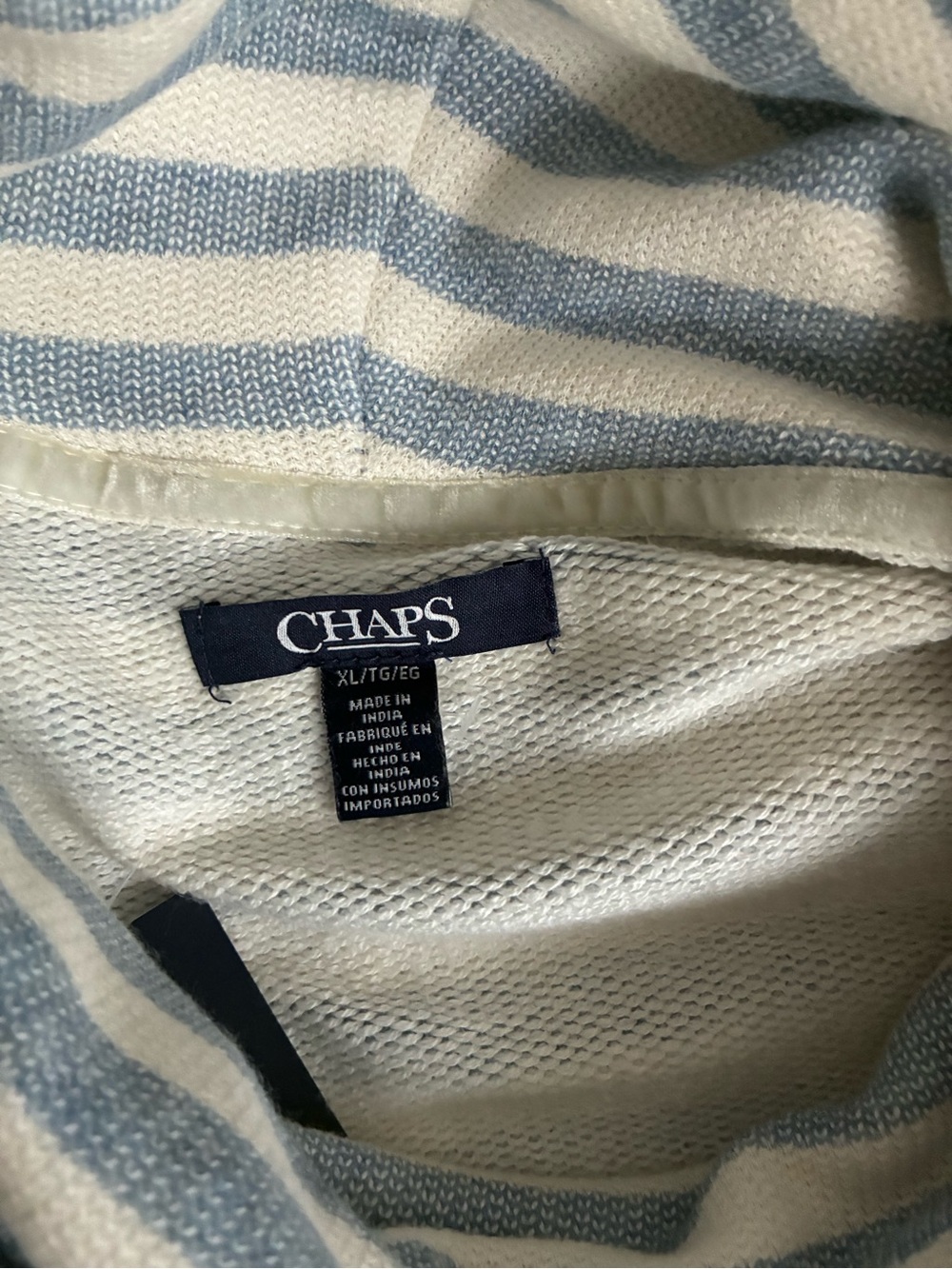Chaps Women’s Striped Cowl Neck Sweater - Light Blue & White Size XL - Picture 2 of 6
